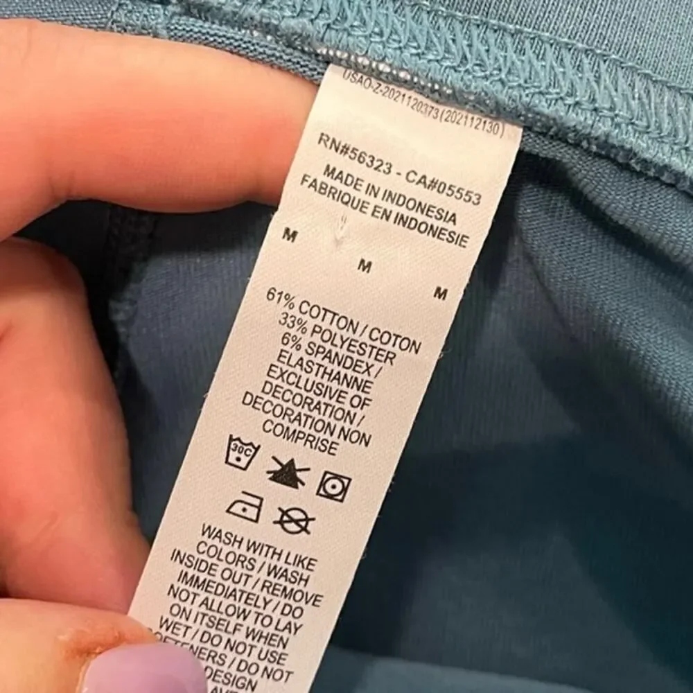 Nike Womens Cropped Leggings Mid Rise Elastic Waist Pull-On Stretch Blue Size M